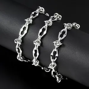 Titanium steel barbed wire chain necklace for men with a metallic silver finish