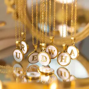 Collier Pendentif Lettre en Acier Inoxydable Minimaliste Pour Femmes Plaqué Or Initiale A-Z Alphabet Bijoux de Mode Cadeau