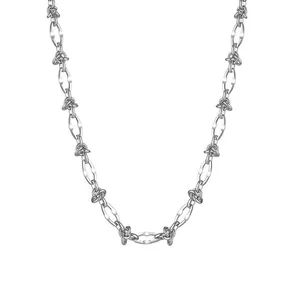 Collana da uomo in acciaio al titanio argento con maglie a spina e design industriale