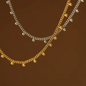 Minimalistische Rundperlen Halskette Titanstahl Schlüsselbein Kette Für Frauen Elegantes Retro Design Gold Silber