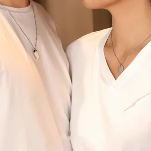 Minimalist Stainless Steel Round Disc Pendant Necklace IP Gold Plated Link Chain For Men Women Couple Jewelry Gift