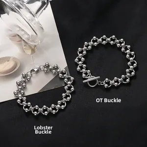 Bracelet chaîne en acier inoxydable punk avec options de fermoir mousqueton et T