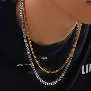 Ανδρικά κολιέ hip hop 3mm και 4mm από ανοξείδωτο ατσάλι σε χρυσό και ασημί χρώμα