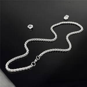 S-curve 5mm silver keel bone chain in polished stainless steel on reflective black backdrop