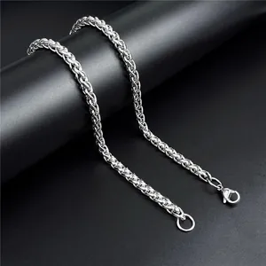 Close-up of 5mm stainless steel dragon bone chain with a secure lobster clasp and metallic shine