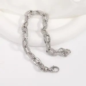 Herren Hip-Hop Edelstahl-Gliederkette Armband mit spiralförmigen rechteckigen Ring-Details