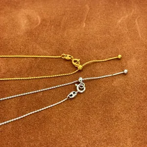 Adjustable Pin Type Universal Chain Necklace Stainless Steel Gold Plated Minimalist Slider Bead Sweater Chain For Women Men Jewelry