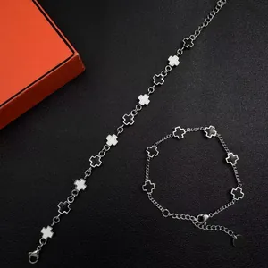 Fashion Luxury Cross Bracelet For Men Women Stainless Steel Black White Enamel Cross Link Chain Trendy Street Jewelry Gift