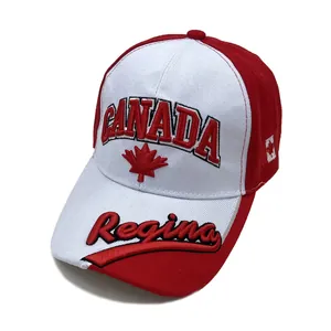 Berretto da baseball classico bianco e rosso con ricamo foglia d'acero Canada e Regina