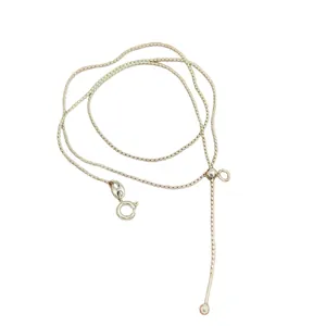 Adjustable silver 18K gold plated necklace chain with lobster clasp and slide bead
