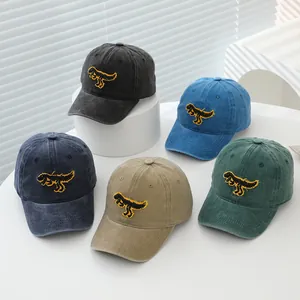 Casquette de Baseball Enfant Broderie Squelette de Dinosaure Coton Lavé Chapeau de Soleil Réglable Garçons Filles Extérieur