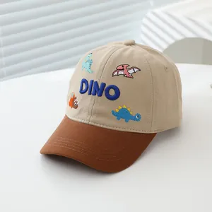 Kids Dinosaur Embroidery Baseball Cap Cotton Adjustable Cartoon Sun Hat For Boys Girls Toddler Outdoor Casual Sport Cap