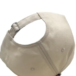 Beige Baumwoll-Baseballkappe mit verstellbarer Metallschnalle und Stickerei-Ösen