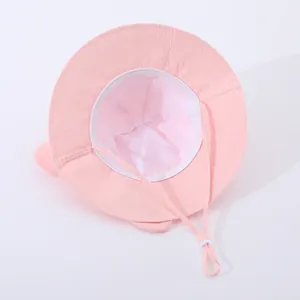 Pink kids quick-dry sun hat with mesh lining and adjustable chin strap for sun protection