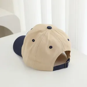 Kids baseball cap with excavator embroidery and adjustable contrast brim and strap