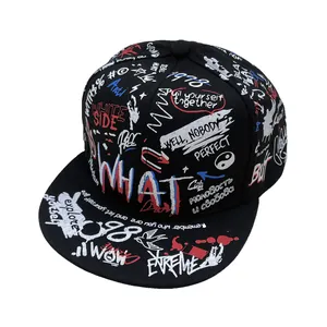 Graffiti snapback pet in streetstyle hiphop-prints met platte rand in zwart katoen