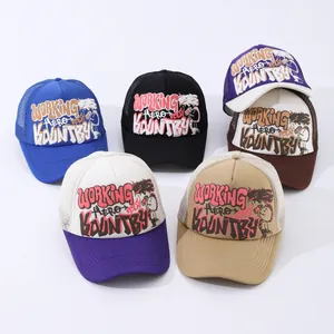 Gorra Trucker con Estampado de Graffiti para Hombre y Mujer Gorra de Béisbol de Malla Transpirable Ajustable Sombrero de Sol