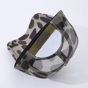 Classic camouflage trucker hat with breathable mesh and adjustable snapback closure