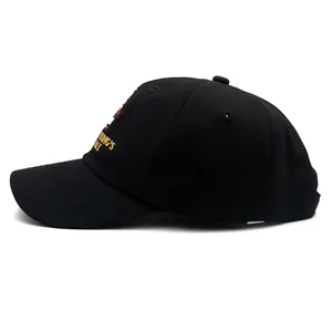 Schwarze Baseballkappe aus Baumwolle mit goldener KING'S RULE Stickerei und Kronenlogo
