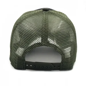 Casquette trucker camouflage vert armée avec filet respirant et fermeture snapback