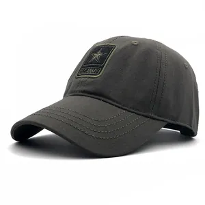 Olivgrüne U.S. ARMY Militär-Baseballkappe mit Stern-Patch und verstärkter Krempe