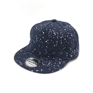 Navy blue snapback baseball cap with white paint splatter print for kids and toddlers