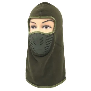 Passamontagna termico invernale verde militare in pile con maschera traspirante Air Flow