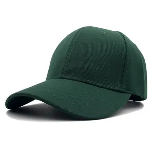 Klassische dunkelgrüne Baseballkappe aus Twill-Baumwolle mit Six-Panel-Design und gebogenem Rand