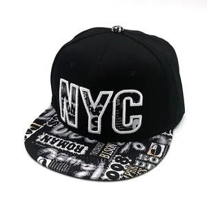 NYC Embroidered Snapback Baseball Cap Graffiti Flat Brim Hip Hop Streetwear Cotton Adjustable Hat For Men Women