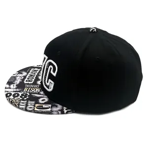NYC inspired flat brim baseball cap with 3D embroidery and street graffiti pattern