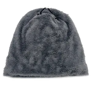 Gorro de invierno de piel sintética gris oscuro con forro de felpa para hombre y mujer
