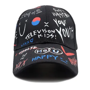 Streetwear Graffiti Herz Baseballkappe Für Herren Damen Kinder Baumwolle Sonnenhut Buchstaben Druck Verstellbare Mode Kappe