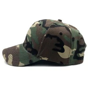 Klassische Baseballkappe mit Wald-Camouflage aus Baumwolle mit gebogenem Schirm für Outdoor