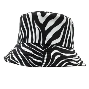 Cappello da Pescatore in Cotone con Stampa Zebra Vintage Bianco e Nero Cappello Bucket per Donna Uomo Protezione Solare