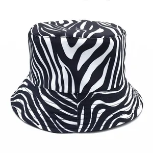 Cappello da pescatore unisex zebrato retrò bianco e nero per outdoor e tempo libero
