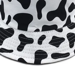 Classic cow print bucket hat with high-quality stitching and black-white pattern