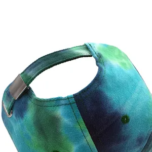 Casquette de baseball en coton tie-dye bleu et vert avec boucle en métal ajustable