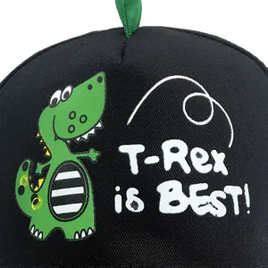 Casquette de baseball noire pour enfants avec dinosaure T-Rex vert et texte T-Rex is BEST