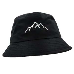 Unisex Cotton Outdoor Mountain Embroidery Bucket Hat Sunshade Fisherman Cap For Travel Casual Wear Summer Sun Protection Hat