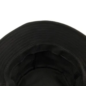 Inside view of black mountain embroidery bucket hat showing sweatband and stitching details