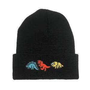 Cute Cartoon Dinosaur Embroidery Knit Beanie Hat Warm Winter Hip Hop Unisex Skull Cap For Men Women Casual Headwear