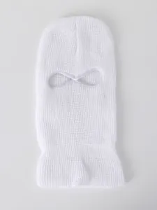 Passamontagna bianco in maglia a due fori per sci e ciclismo invernale protezione viso