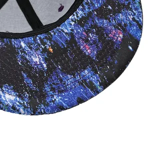 Flat brim baseball cap with Los Angeles embroidery and colorful galaxy nebula print