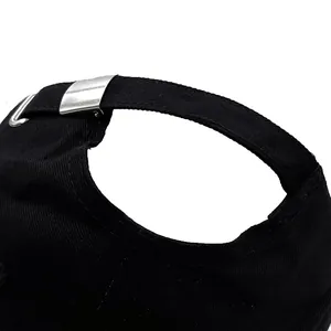 Adjustable silver buckle detail on black cotton baseball cap with california embroidery