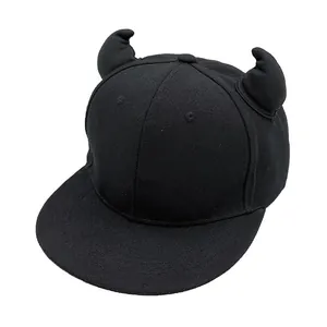Parent-Child Little Devil Horn Baseball Cap Snapback Hat Flat Brim Polyester Hip Hop Outdoor Sun Hat For Adults Kids