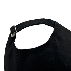 Vintage black cotton baseball cap with adjustable silver metal buckle and fabric strap
