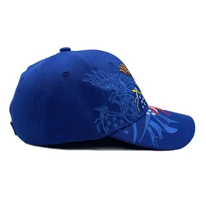 Blue American flag embroidery baseball cap with eagle pattern and sun protection design