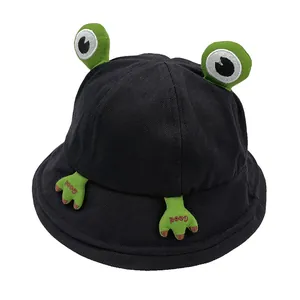Chapeau Bob Grenouille Mignon pour Femmes Petit Bord Coton Protection Solaire Dessin Animé Animal Été Plein Air Pêcheur