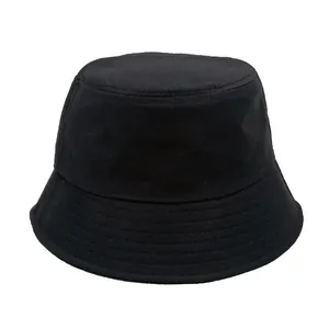 Sombrero de pescador clásico de algodón negro para hombre y mujer de diseño sencillo