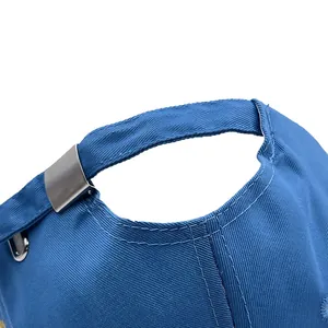 Rear view of blue Ayrton Senna racing cap showing adjustable metal buckle and twill fabric